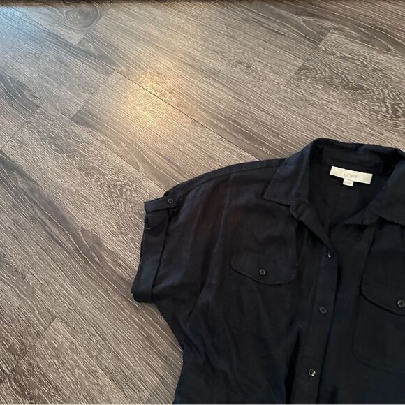 Loft Linen Short Sleeve Tie Waist Button Up - Picture 3 of 8